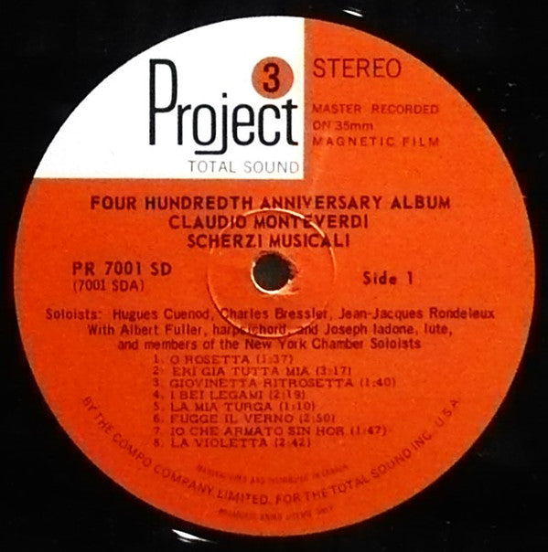Enoch Light : 400th Anniversary Album Claudio Monteverdi Scherzi Musicali (LP)