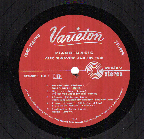 Alec Siniavine And His Trio : Piano Magic (10", Album)