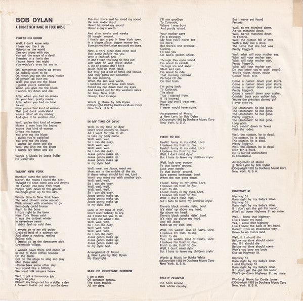 Bob Dylan : Bob Dylan (LP, Album, RE)