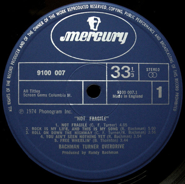 Bachman-Turner Overdrive : Not Fragile (LP, Album, Gat)