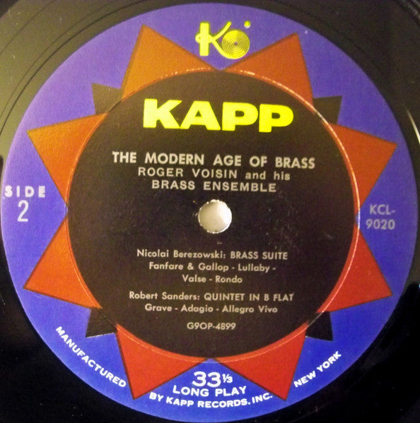 Roger Voisin And His Brass Ensemble : Music At M.I.T.: The Modern Age Of Brass (LP, Album, Mono)