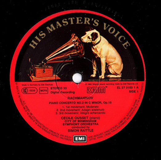 Sergei Vasilyevich Rachmaninoff - Cécile Ousset, Sir Simon Rattle, City Of Birmingham Symphony Orchestra : Piano Concerto No.2 / Rhapsody On A Theme Of Paganini (LP)