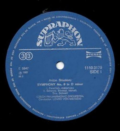 Anton Bruckner - The Czech Philharmonic Orchestra, Lovro Von Matacic : Symphony No.9 (LP, Album, RE)
