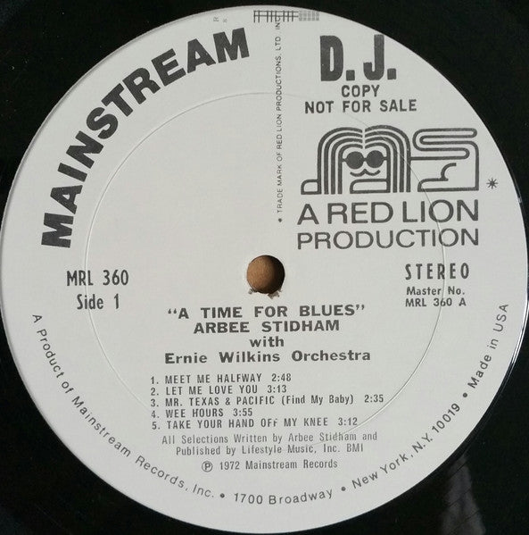 Arbee Stidham : A Time For Blues (LP, Promo, W/Lbl)
