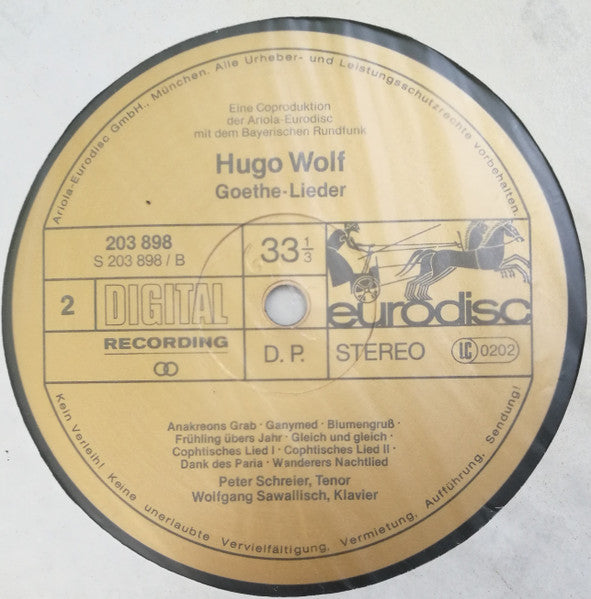 Hugo Wolf, Peter Schreier, Wolfgang Sawallisch : Goethe-Lieder (LP, Album)