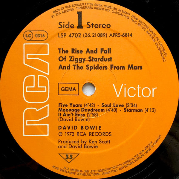David Bowie : The Rise And Fall Of Ziggy Stardust And The Spiders From Mars (LP, Album, RE, Gat)