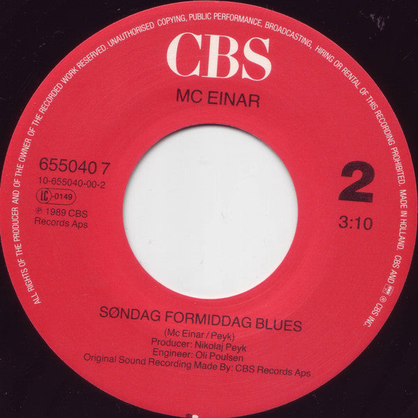MC Einar : Hva' Fanden Er Det For En Tid At Komme På? (7")