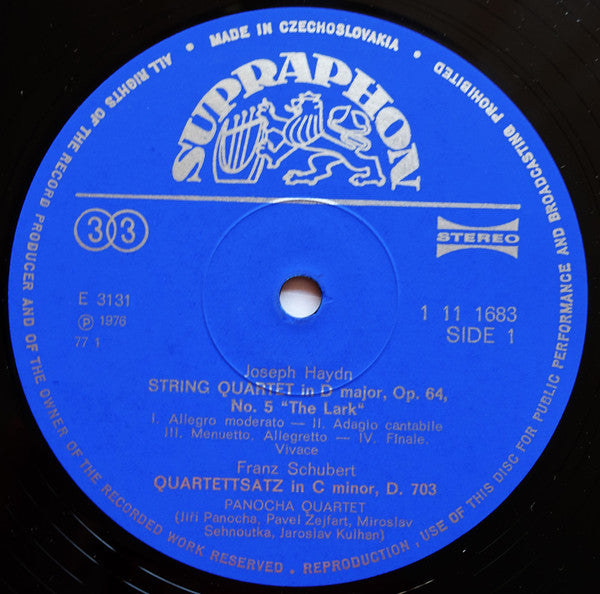 Panocha Quartet - Joseph Haydn / Franz Schubert / Antonín Dvořák : Lark Quartet / Quartettsatz / American Quartet (LP, Album)