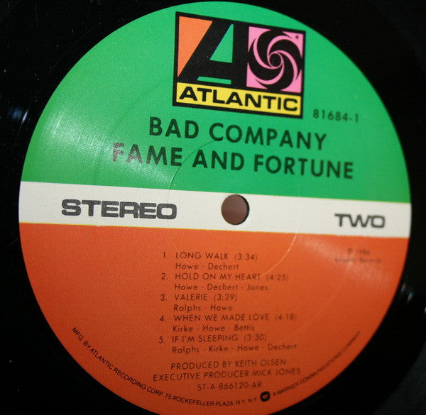 Bad Company (3) : Fame And Fortune (LP, Album, All)