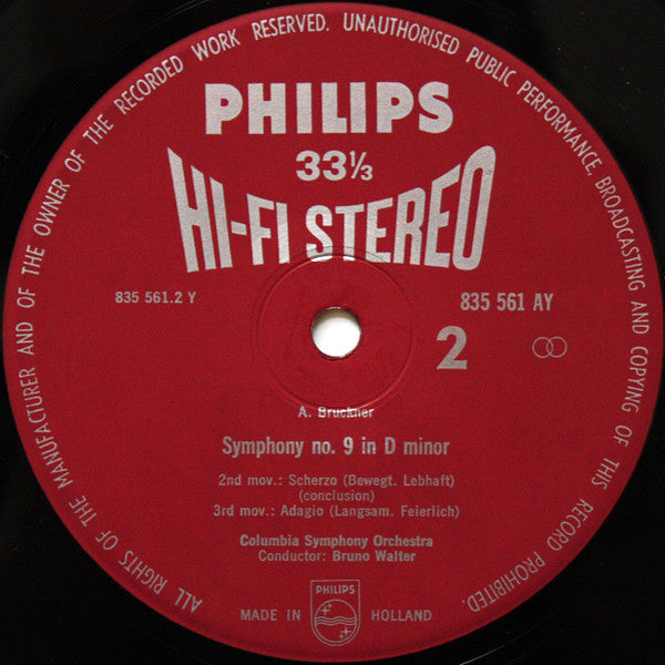 Anton Bruckner - Bruno Walter, Columbia Symphony Orchestra : Symphonie Nr. 9 (LP, Album)