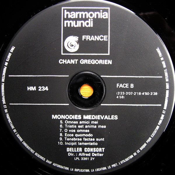 Deller Consort : Chant Grégorien (Repons Et Monodies Gallicanes) (LP, Album, RE, Gat)