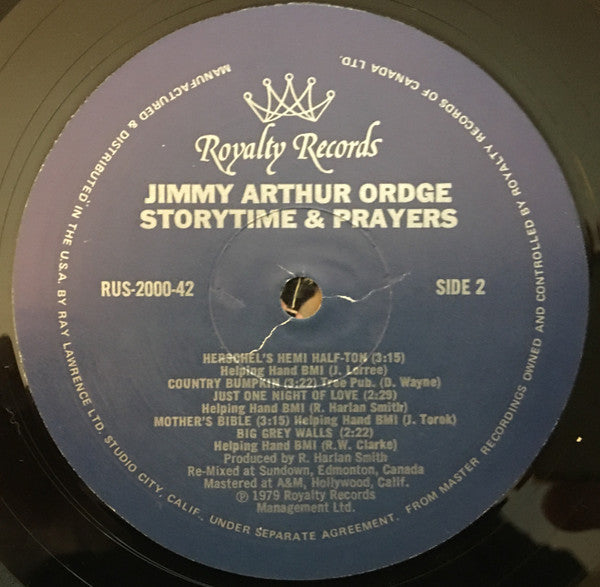Jimmy Arthur Ordge : Storytime & Prayers (LP, Album)