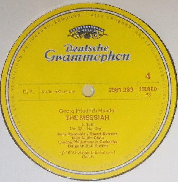 Georg Friedrich Händel, Helen Donath, Anna Reynolds, Stuart Burrows, Donald McIntyre, John Alldis Choir, London Philharmonic Orchestra, Karl Richter : Messiah (3xLP + Box)