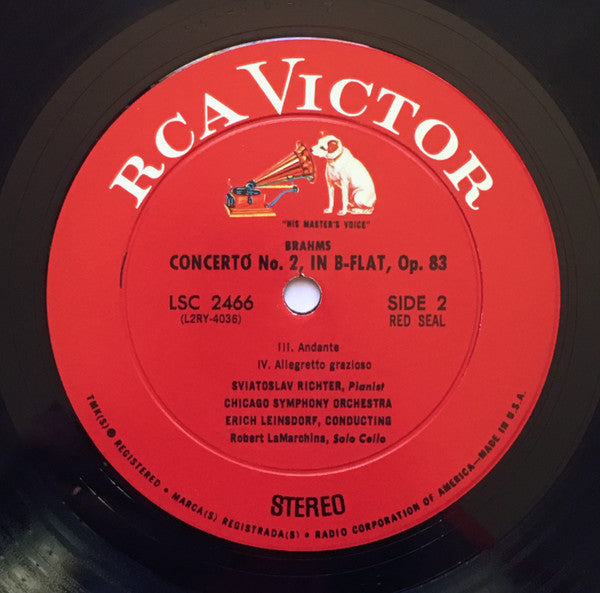 Johannes Brahms, Sviatoslav Richter, Chicago Symphony Orchestra, Erich Leinsdorf : Concerto No. 2 (LP, RE, Whi)