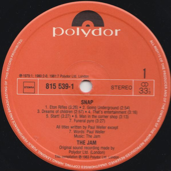 The Jam : Snap! (2xLP, Comp)