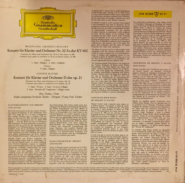 Jörg Demus, Franz-Paul Decker, Radio-Symphonie-Orchester Berlin, Wolfgang Amadeus Mozart, Joseph Haydn : Konzerte für Klavier und Orchester (LP, Mono)