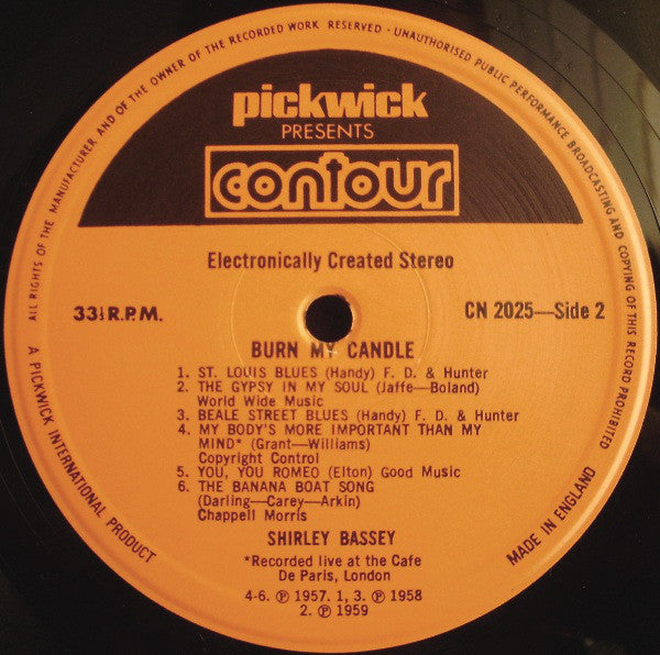 Shirley Bassey : Burn My Candle (LP, Comp)