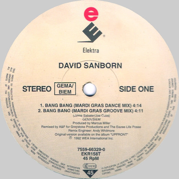 David Sanborn : Bang Bang (12")