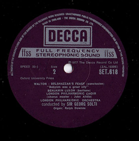 Sir William Walton, Georg Solti, Benjamin Luxon, London Philharmonic Choir And London Philharmonic Orchestra : Belshazzar's Feast / Coronation Te Deum (LP)