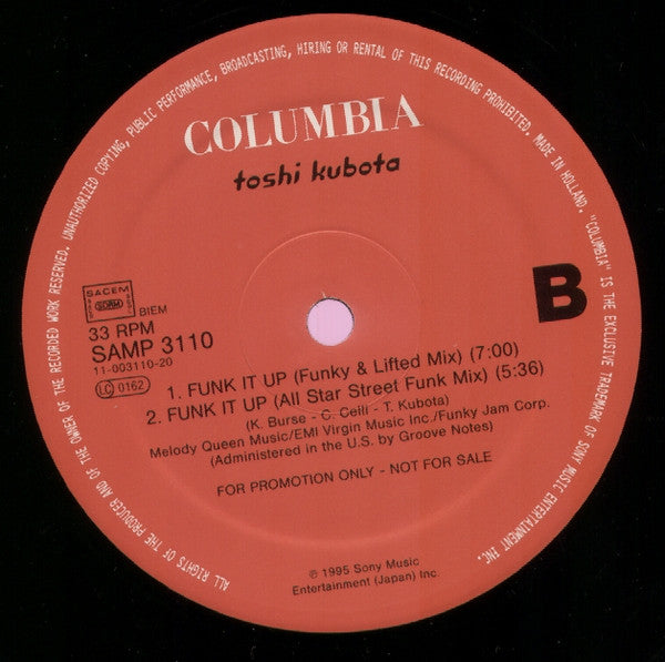 Toshinobu Kubota : Funk It Up (12", Promo)