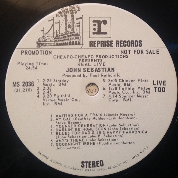 John Sebastian : Cheapo-Cheapo Productions Presents Real Live (LP, Album, Promo)