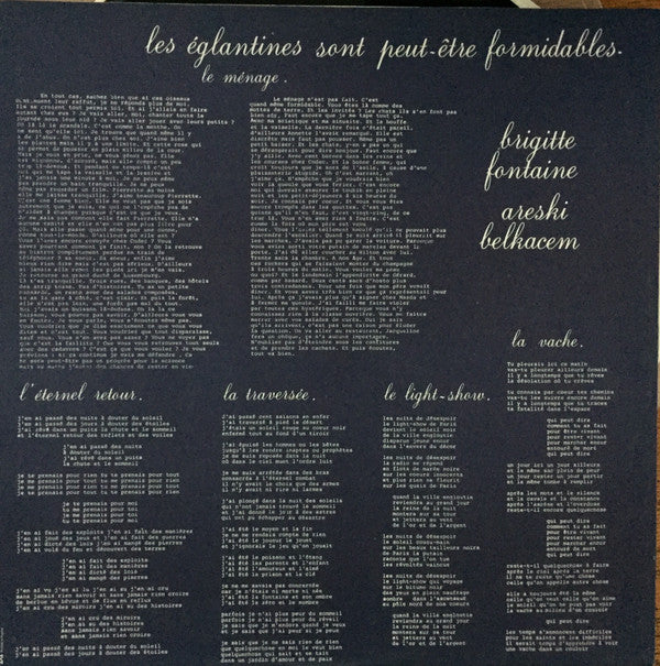 Areski - Brigitte Fontaine : Les Églantines Sont Peut-Être Formidables (LP, Album)