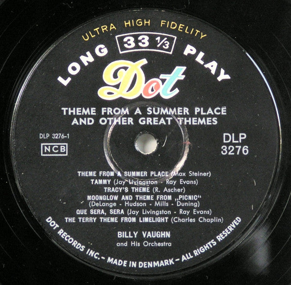 Billy Vaughn And His Orchestra : Theme From A Summer Place (LP, Album, Mono)