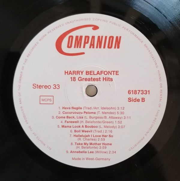 Harry Belafonte : 18 Greatest Hits (LP, Comp)