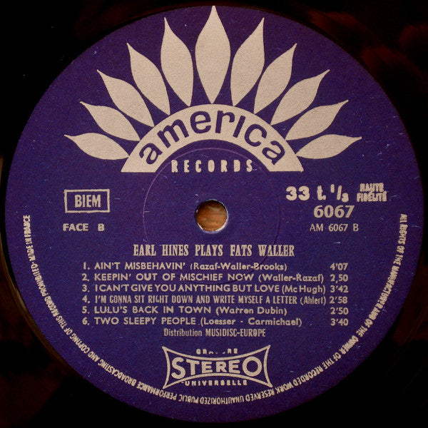 Earl Hines : Plays Fats Waller (LP, Album)