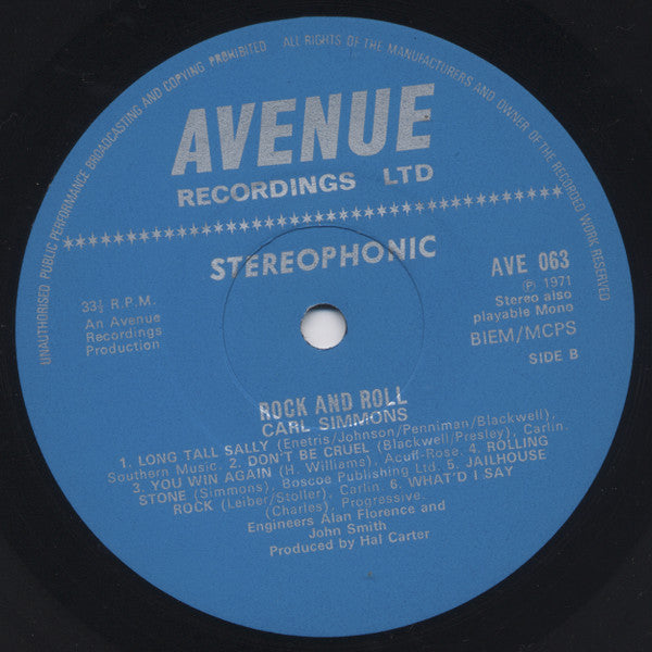 Carl Simmons (2) : Portrait Of A Rock Star (LP, Album)