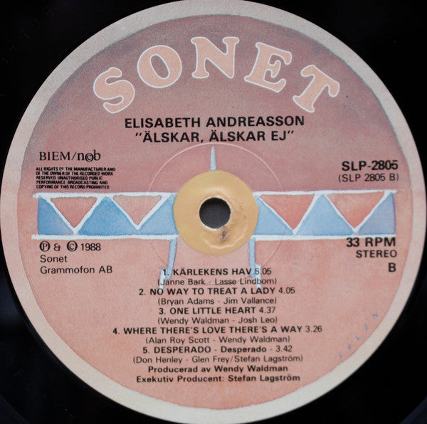 Elisabeth Andreassen : Älskar, Älskar Ej... (LP, Album)