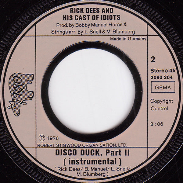 Rick Dees & His Cast Of Idiots : Disco Duck Part 1+2 (7", Single)