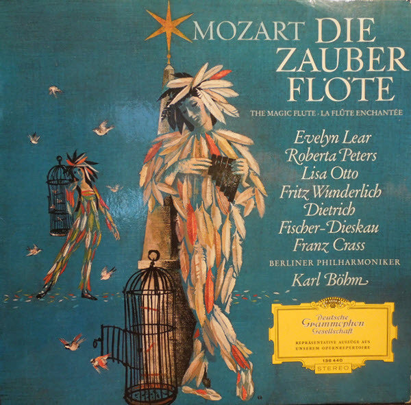 Wolfgang Amadeus Mozart • Karl Böhm • Evelyn Lear • Roberta Peters • Lisa Otto • Fritz Wunderlich • Dietrich Fischer-Dieskau • Franz Crass • Berliner Philharmoniker : Die Zauberflöte (Querschnitt) (LP)