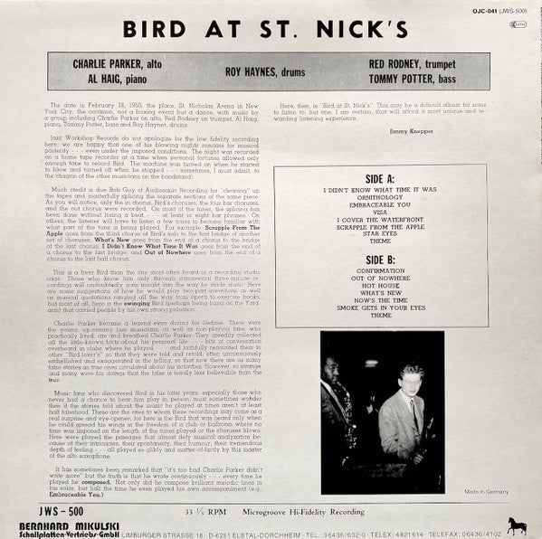 Charlie Parker : Bird At St. Nick's (LP, Album)