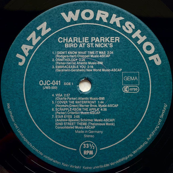 Charlie Parker : Bird At St. Nick's (LP, Album)