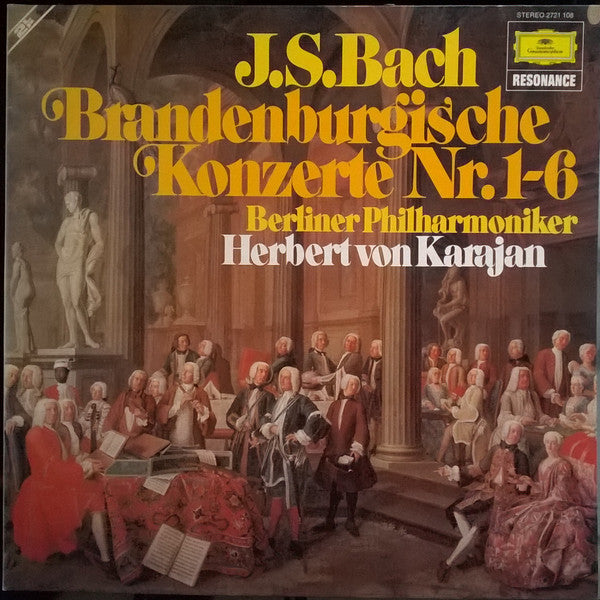 Johann Sebastian Bach  - Berliner Philharmoniker, Herbert von Karajan : Brandenburgische Konzerte Nr. 1-6 (2xLP, RE, Gat)