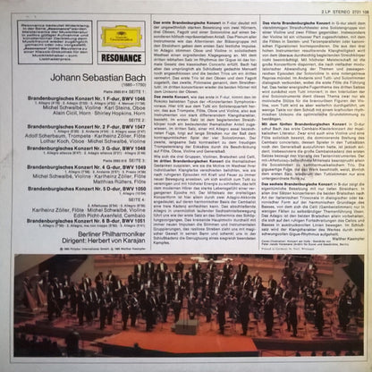 Johann Sebastian Bach  - Berliner Philharmoniker, Herbert von Karajan : Brandenburgische Konzerte Nr.1-6 (2xLP, RE, Gat)