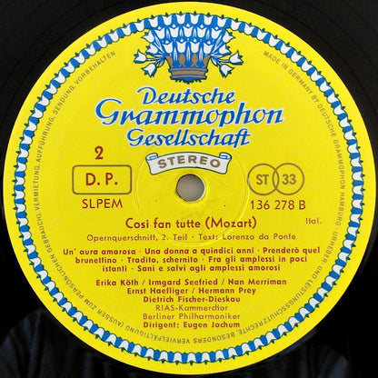 Wolfgang Amadeus Mozart – Irmgard Seefried, Nan Merriman, Erika Köth, Ernst Haefliger, Hermann Prey, Dietrich Fischer-Dieskau, Eugen Jochum : Così Fan Tutte (LP, RE)