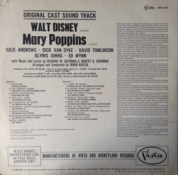 Various : Walt Disney's Mary Poppins (Original Cast Soundtrack) (LP, Album)