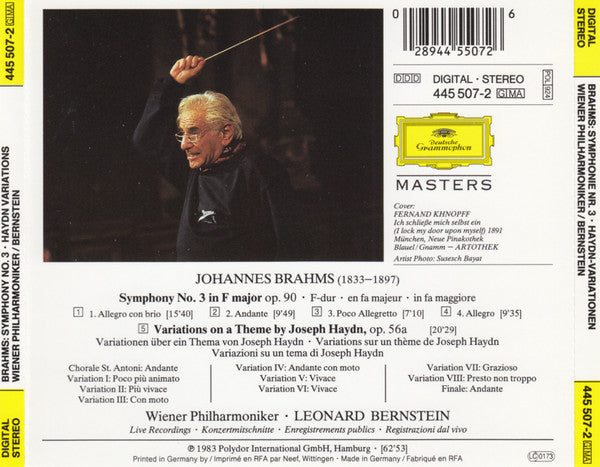 Johannes Brahms - Wiener Philharmoniker / Leonard Bernstein : Symphonie No.3 / Haydn-Variationen (CD, Album, RE)