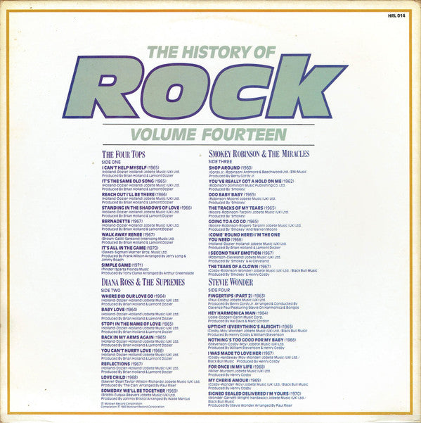 Four Tops / The Supremes / The Miracles / Stevie Wonder : The History Of Rock (Volume Fourteen) (2xLP, Comp, Mono, Cze)