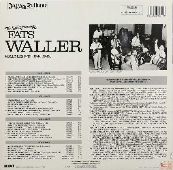 Fats Waller : The Indispensable Fats Waller Volumes 9/10 (1940-1943) (LP, Album, Comp)