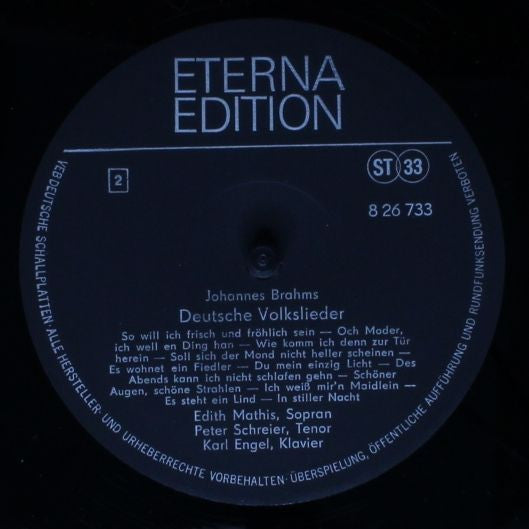 Johannes Brahms - Edith Mathis, Peter Schreier, Karl Engel : Deutsche Volkslieder - Heft 4-6 (LP)