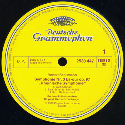 Robert Schumann, Berliner Philharmoniker ∙ Herbert von Karajan : Symphonie Nr.3 „Rheinische“ = "Rhenish" (LP, RE)
