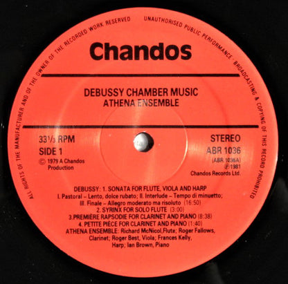 Claude Debussy - Athena Ensemble : Chamber Music (LP, Album, Sup)