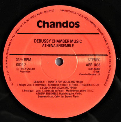 Claude Debussy - Athena Ensemble : Chamber Music (LP, Album, Sup)