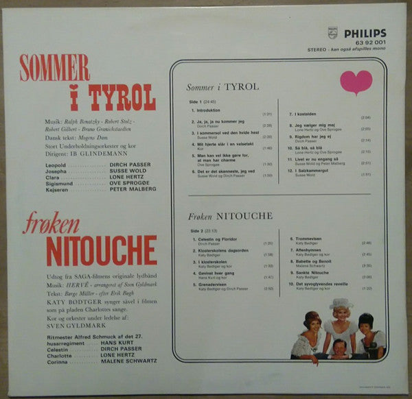 Dirch Passer • Susse Wold • Lone Hertz • Ove Sprogøe • Peter Malberg • Katy Bødtger • Malene Schwartz • Hans Kurt : Sommer I Tyrol / Frøken Nitouche (LP, Album, Comp)
