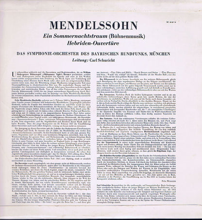 Felix Mendelssohn-Bartholdy – Carl Schuricht : Ein Sommernachtstraum (Bühnenmusik) · Hebriden-Ouverture (LP, Mono)