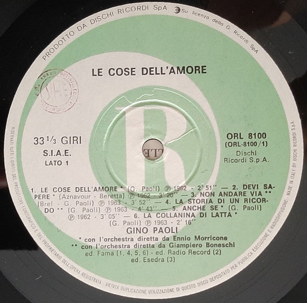 Gino Paoli : Le Cose Dell'Amore (LP, Album, RE)