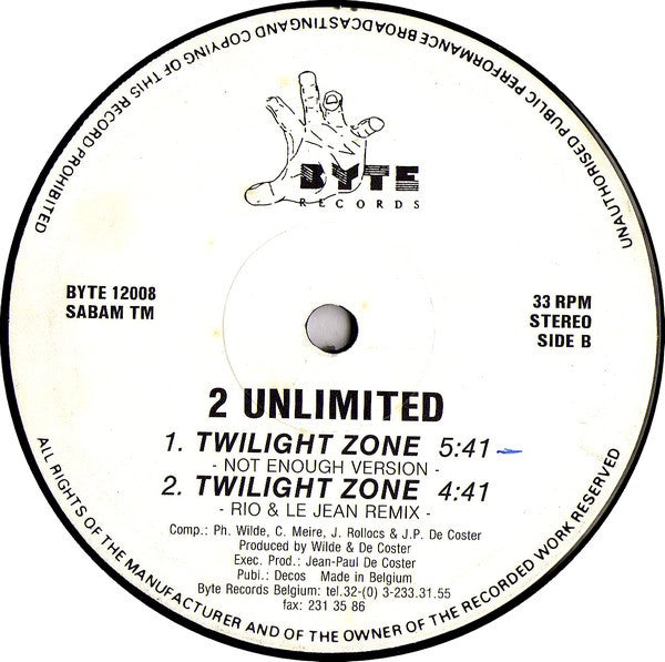 2 Unlimited : Twilight Zone (12")